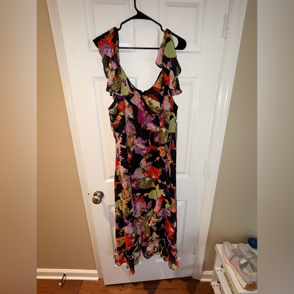 NWT London Times Petite Floral-Print Cold Shoulder Maxi Dress Size: 20W - Picture 11 of 16